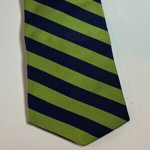 J.Crew Green Blue Striped Silk Made in Italy Necktie W=3.5" L=59.5"